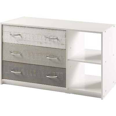 Donco 3 DRAWER CHEST/SHELF GREY WHITE