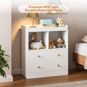Changing Tablewith Pad, 2 Drawers and 2 Open Compartments for Nursery Room with Modern White Diaper Changing Station, - 1 of 4