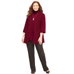 Catherines Women's Plus Size Petite Suprema 3/4-Sleeve Cardigan - 1 of 4