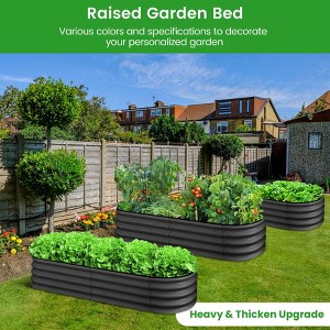 Outdoor Planter Raised Boxes for Vegetables,Flowers，2 Pcs Oval Raised Garden Bed,Galvanized Raised Beds,Open-Ended Base Metal Raised Planter Beds - 1 of 4