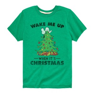 Boys' - Peanuts - Snoopy and Woodstock Christmas Skating Short Sleeve Graphic T-Shirt - 1 of 4