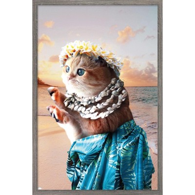 Trends International James Booker - Aloha Cat Framed Wall Poster Prints