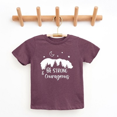 The Juniper Shop Be Strong And Courageous Bear Trees Toddler Short Sleeve Tee