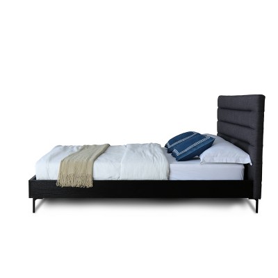 Casual Comfort Charcoal Grey Queen Upholstered Bed with Sleek Headboard