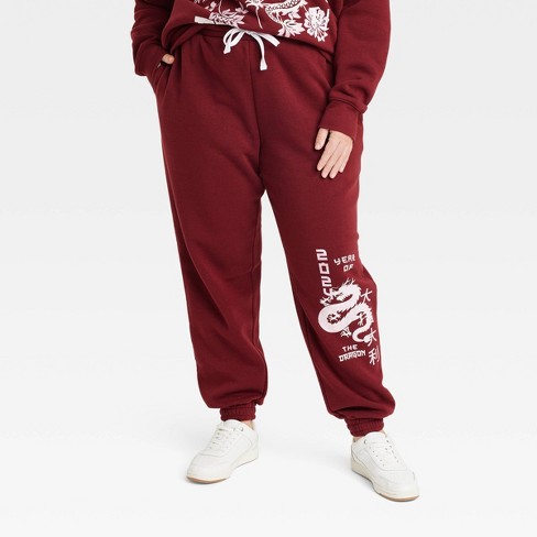 New Look Printed Waistband Joggers - Red