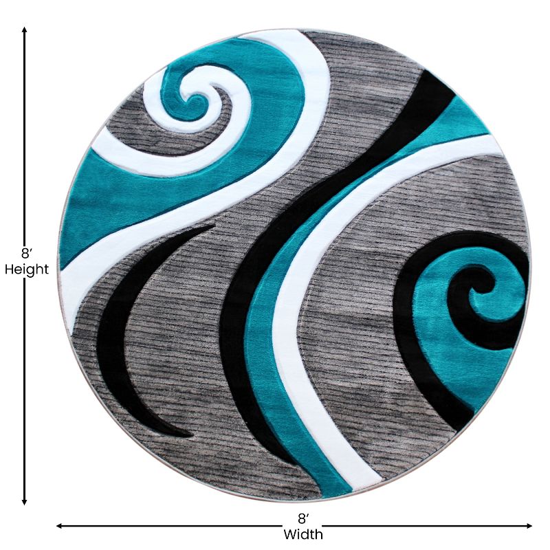 Emma and Oliver Accent Rug with Modern 3D Sculpted Swirl Pattern and Varied Texture Piling, 4 of 7