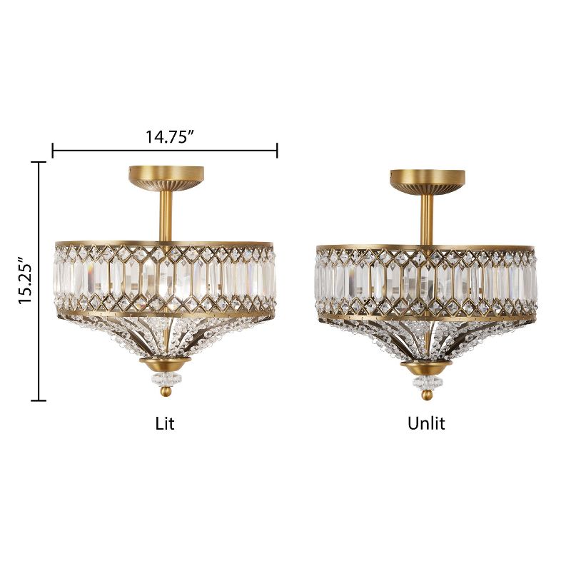 15.25&#34; Glass/Metal Tiered Jeweled Semi Flush Mount Ceiling Lights - River of Goods, 5 of 14