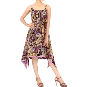 LA LEELA Women's Beachwear Summer Swim Beach Cover Ups for Swimwear Women Swimsuit Coverups for Women Strappy A Line Dress 1X Yellow, Paisley - 1 of 4