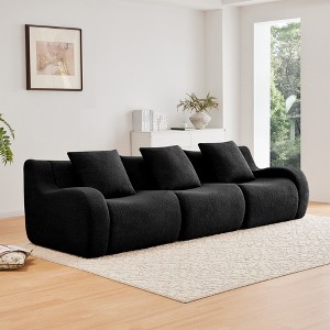 3-Seat Teddy Fabric Boneless Modular Sofa with No Assembly Required, Anti-Slip Design, and 32D High-Density Sponge - 1 of 4