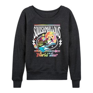 Women's - Squishmallows - World Tour Lightweight French Terry Wide Neck Long Sleeve Shirt - 1 of 4