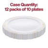 Smarty Had A Party 10" White with Gold Vintage Rim Round Disposable Plastic Dinner Plates (120 Plates) - image 3 of 4