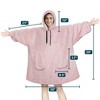 PAVILIA Wearable Blanket Hoodie Adults, Faux Shearling Cozy Oversized Hooded Sweatshirt, Warm Fleece Two Pockets - 4 of 4
