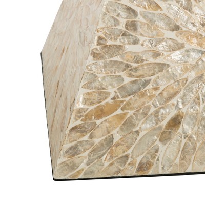 Calypso White Faux Mother-of-Pearl Mosaic Stool