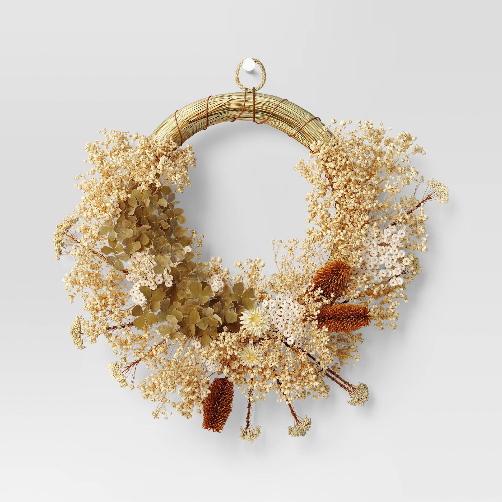 Asymmetrical Floral Preserved Fall Wreath - Threshold™