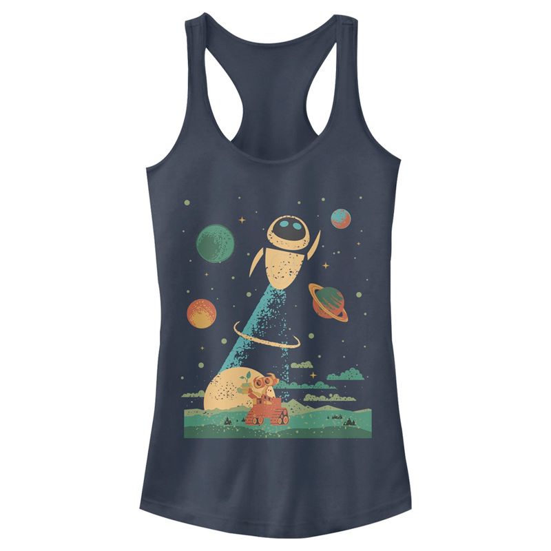 Juniors Womens Wall-E Wall-E & EVE in Space Racerback Tank Top, 1 of 5