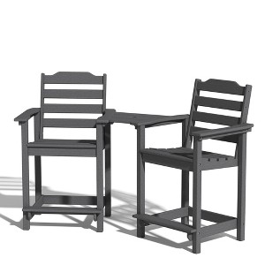 Decksplore 2-Pack HDPE Tall Back Chairs with Connecting Tray & Patio Footrest All-Weather Outdoor Use - 1 of 4