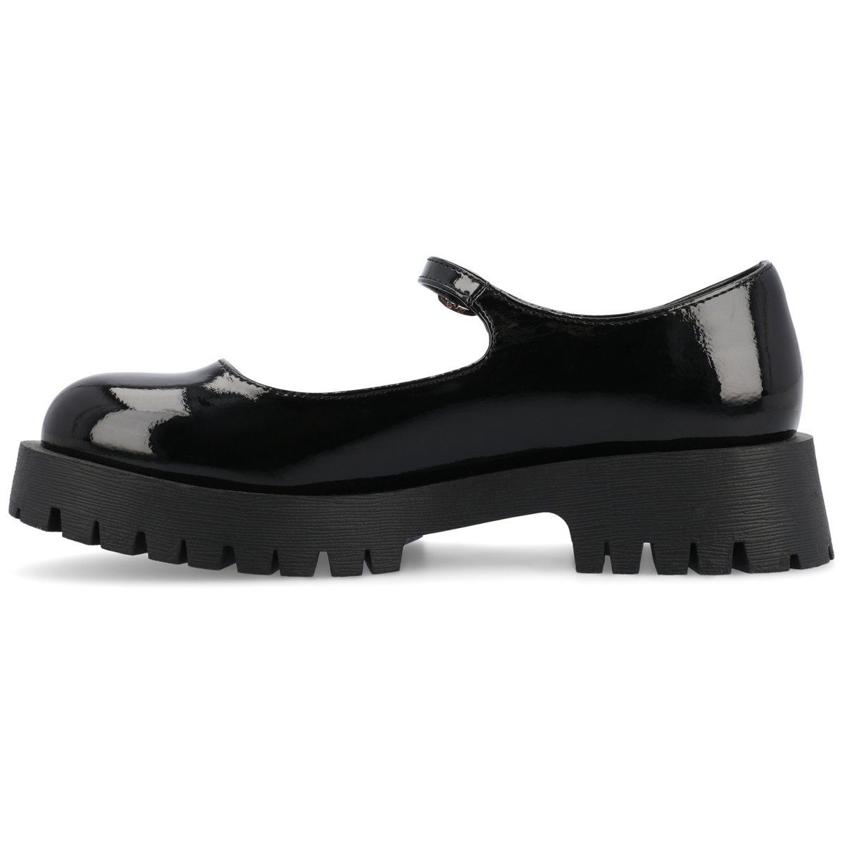 Обувь Journee Collection Women's Kamie Mary Jane Round Toe Buckle Flats Patent/Black 7 — фото 2