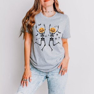 Simply Sage Market Women's Pumpkin Skeleton Short Sleeve Graphic Tee - 1 of 4