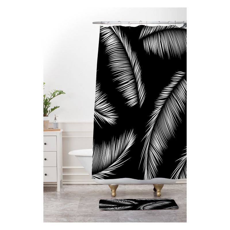 Kelly Haines Monochrome Palm Leaves Bath Rugs and Mats Black 24" x 36" - Deny Designs, 3 of 6