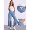 INSPIRE CHIC Women's Drawstring Elastic Waist Wide Legs Jeans Casual Denim Pants - 2 of 4