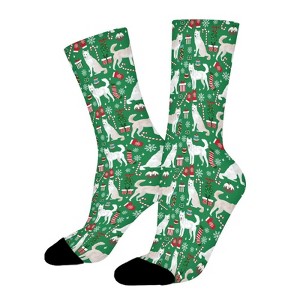 Jindo Dog Christmas Women Printed Crew Socks Funny Funky Socks Soft Polyester Novelty Gifts for Artists Men - 1 of 1