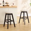 Beautyolove 26 in. Black Backless Wood Counter Height Swivel Bar Stool with Padded Fabric Seat (Set of 2) - 3 of 4