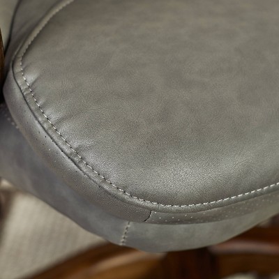 Gray Bonded Leather Executive Swivel Office Chair with Fixed Arms