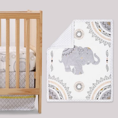 The Peanutshell Boho Baby Crib Bedding Set - Gray Elephant - 3pc