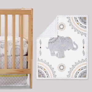 The Peanutshell Boho Baby Crib Bedding Set - Gray Elephant - 3pc - 1 of 3