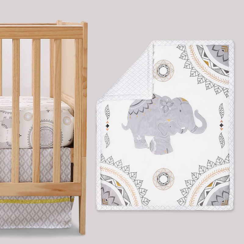 The Peanutshell Boho Baby Crib Bedding Set - Gray Elephant - 3pc, 1 of 6