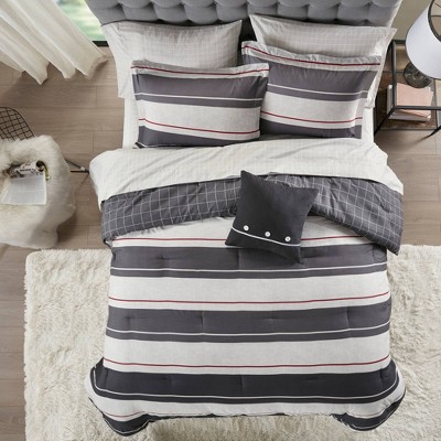 Full 8pc Wade Reversible Bedding Set GrayCharcoal