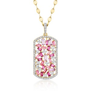 Ross-Simons Italian 2.80 ct. t.w. Multi-Gemstone Dog Tag Pendant Necklace in 18kt Gold Over Sterling Size 18 - 1 of 3