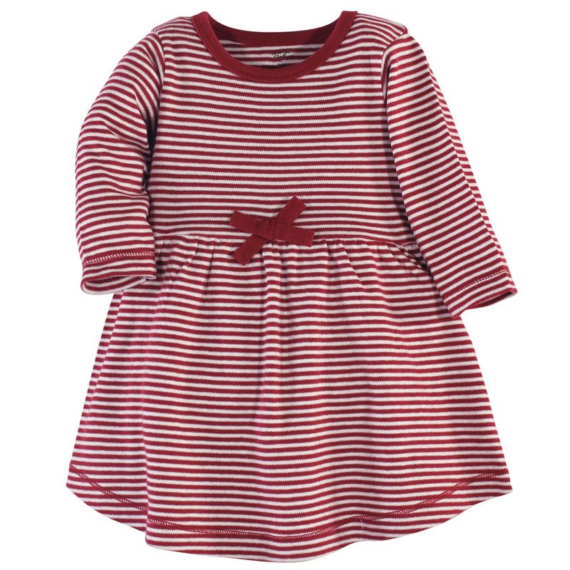 Touched by Nature Baby and Toddler Girl Organic Cotton Long-Sleeve Dresses 2pk, Holly Berry, 3 of 5