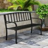 Tangkula 50 Inches Garden Bench w/ Slatted Backrest & Curved Armrests for Porch - 4 of 4
