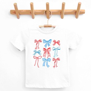 The Juniper Shop Patriotic Bows Stacked Coquette Youth Short Sleeve Tee - 1 of 4