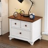 INFURNIC Nightstands End Side Table Wooden Captain 2 Drawer Nightstand for Kids Bedroom Retro Design, White, 27.6"*17.7"*22.6" - 4 of 4