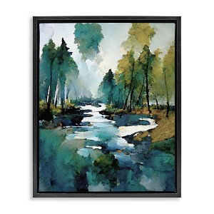 Stupell Industries Woodland Creek Painting Black Framed Floater Canvas Wall Art - 1 of 4