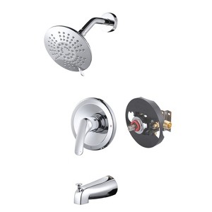 WOWOW Single Handle 5-Spray Shower Faucet 1.8 GPM with Tub Spout in Brushed Nickel - 1 of 4
