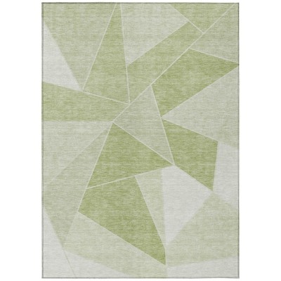 Artichoke Green Mint Green And Sage Geometric Washable Indoor Outdoor Area Rug