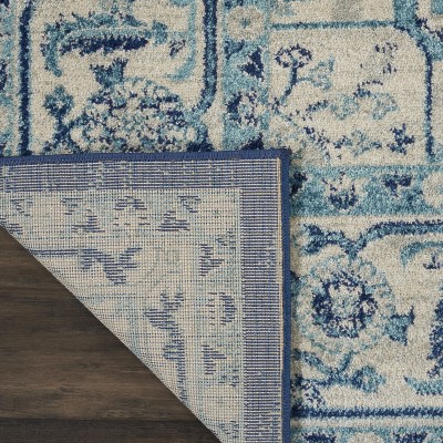 Ivory/Navy Synthetic 8' x 10' Rectangular Easy-Care Rug