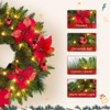 24 Inch Pre-Lit Christmas Wreath with Lights, Timer - Battery Operated - Christmas Decorations Front Door Lighted Wreath for Indoor Wall Window - 4 of 4