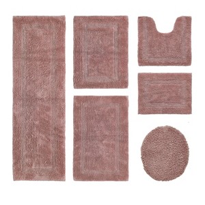 Lux Premium 100% Cotton Tufted Solid Reversible 6 PC Bath Rug Set – Ultra-Soft, Water-Absorbent, Durable, Machine Washable Bathroom Rug - 1 of 4