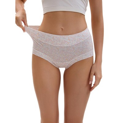 INSPIRE CHIC Women's Cotton Allover Floral Printed Underwear High Waisted Full Coverage Tummy Control Briefs