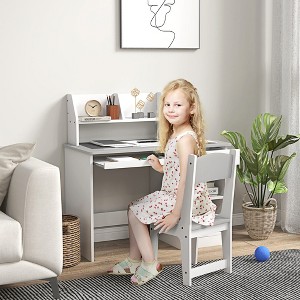 Whisen Kids Desk and Chair Set with Storage, Study Desk with Chair for Children 5-8 Years Old, Gift for Kids - Gray - 1 of 4