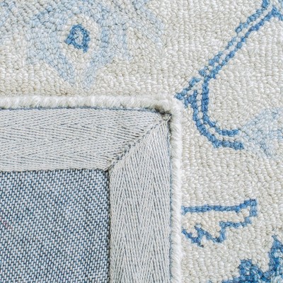 Elysian Ivory & Blue Hand-Tufted Wool Square Rug - 9' x 9'