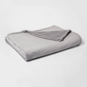 Twin/Twin XL Micromink Bed Blanket Gray - Room Essentials