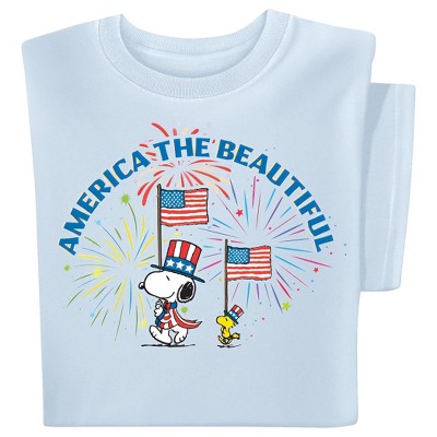 Collections Etc Snoopy America the Beautiful Patriotic Short Sleeve Graphic T-Shirt