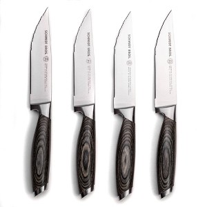 Schmidt Brothers Cutlery Bonded Ash 4pc Jumbo Steak Knife Set: Stainless Steel Forged Blades, Wood Handles, Hand Wash - 1 of 3