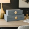 Decorative Rectangular Faux Leather Boxes for Home Decor - Stylish Decor Box with Lid for Storage, Jewelry, or Keepsake - Set of 2, 4", 3", Blue/Gray - 3 of 4