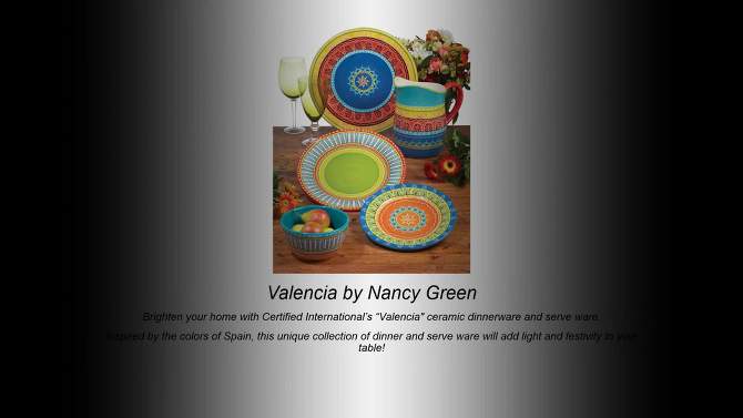 Certified International Valencia Glazed Ceramic Dinner Plates (11.25") - Set of 4, 2 of 7, play video